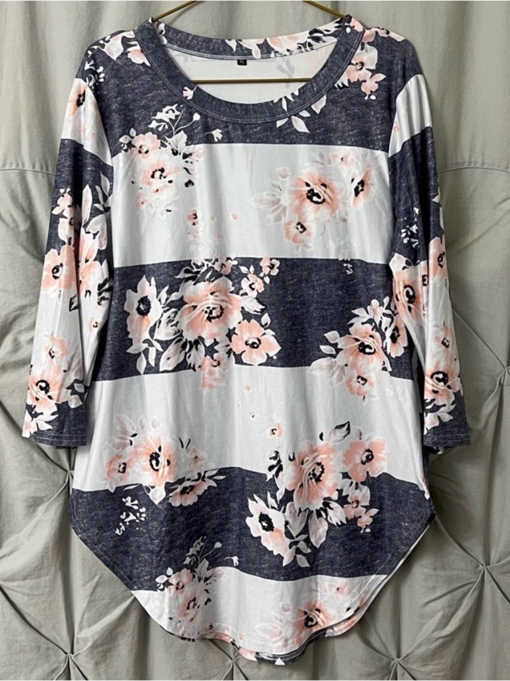 Floral Striped High-Low Tunic Top